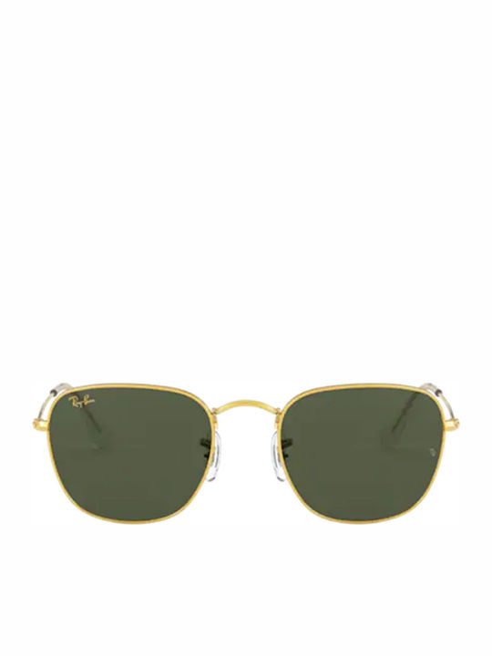 Ray Ban Frank Unisex Sunglasses with Gold Metal Frame and Green Lens RB3857 919631