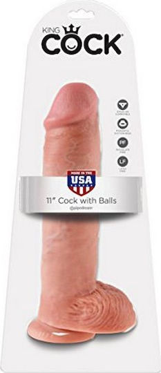 King Cock Ρεαλιστικό Dildo με Όρχεις και Βεντούζα Light 28cm