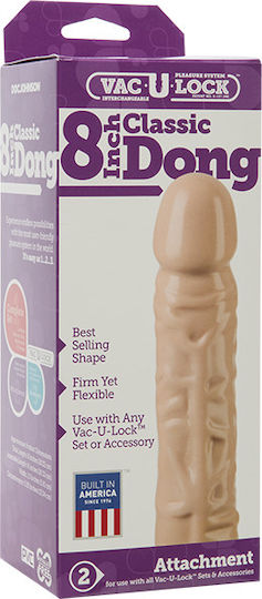 Vac U Lock Classic Dong Ρεαλιστικό Dildo με Βεντούζα Beige 20cm
