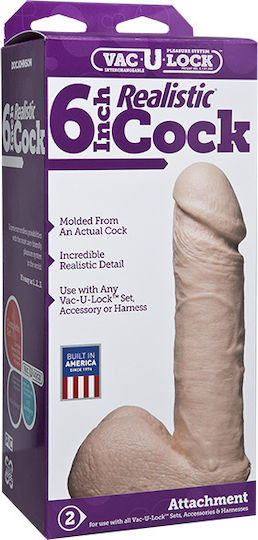 Vac U Lock Realistic Cock Ρεαλιστικό Dildo με Όρχεις Vanilla 16cm