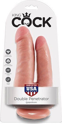 King Cock Double Penetrato Dildo dublu Cu ventuză Lumină 15cm