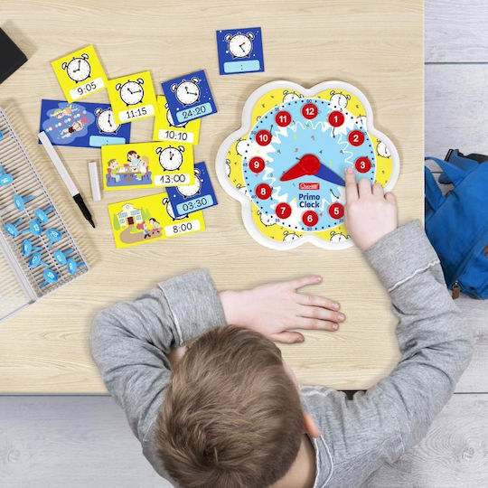 Quercetti Learning Time Clock Montessori STEM Educational Time Learning Game made of Wood for 4+ years old Years Old