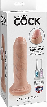 King Cock Uncut Ρεαλιστικό Dildo με Βεντούζα Light 15cm