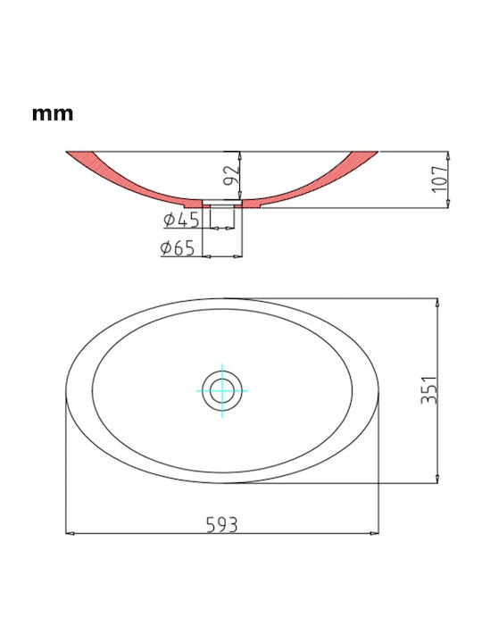 vidaXL Επικαθήμενος Νιπτήρας Μαρμάρινος 59.3x35.1cm Λευκός