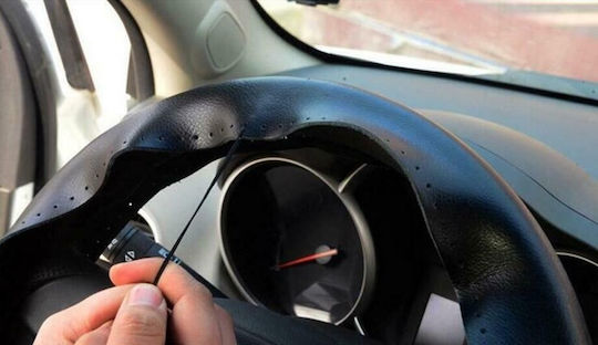 Car Steering Wheel Cover Tailored with Diameter 38cm Leather Black