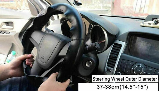 Car Steering Wheel Cover Tailored with Diameter 38cm Leather Black