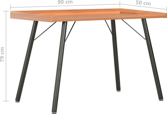 Birou din Lemn Bej cu Picioare Metalice 90x50x79cm