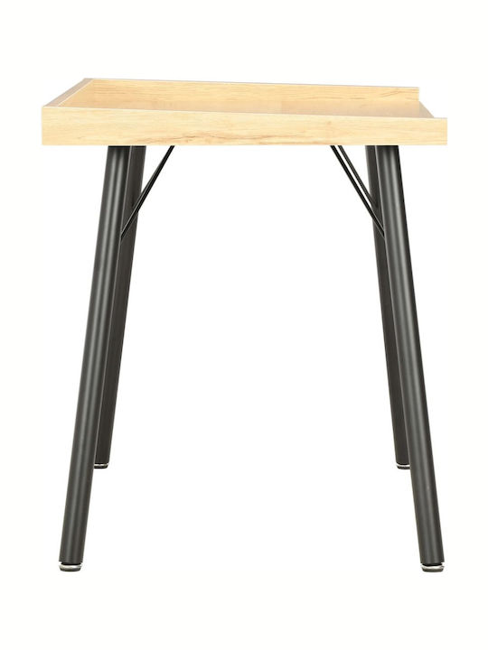 Desk Wooden Beige with Metal Legs 90x50x79cm