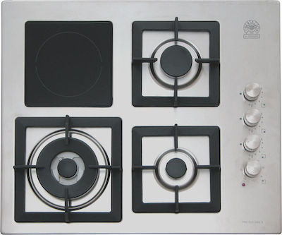 La Germania P60 3LV LAG X GN Autonomous Cooktop with Natural Gas & Electric Burners Inox and Locking Function 60x51cm