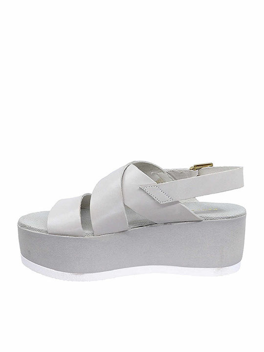 3087 Women's Leather Platform Shoes Gray