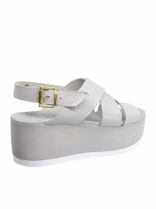3087 Women's Leather Platform Shoes Gray