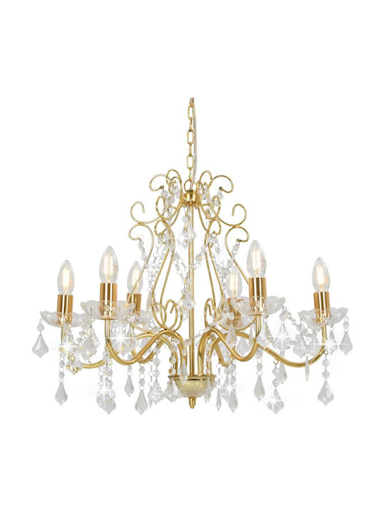 vidaXL Candelabru 6xE14 Ø60cm cu lumânări Auriu 281603