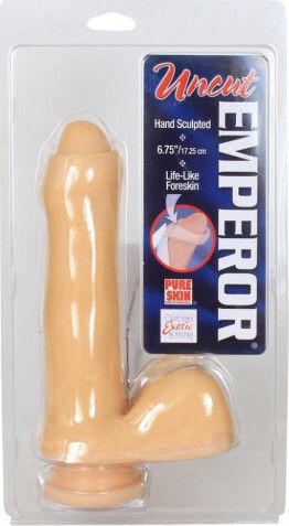 Calexotics Uncut Emperor Glass Dildo with Balls and Suction Cup Flesh 17cm