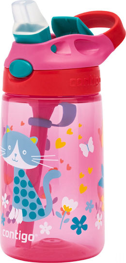 Contigo Gizmo Flip Kids Water Bottle Plastic with Straw Non Spill Fuchsia 420ml