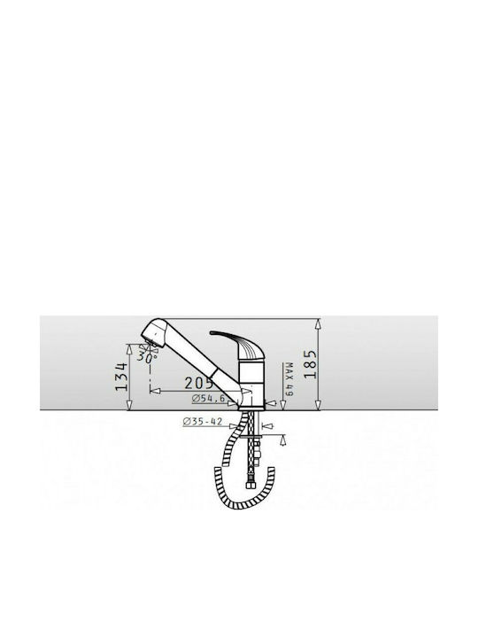 Pyramis Essential Festivo Kitchen Faucet Counter with Detachable Shower Beige