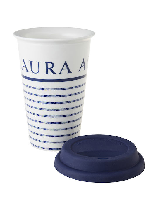 Laura Ashley Blueprint Porcelain Cup with Lid White 370ml