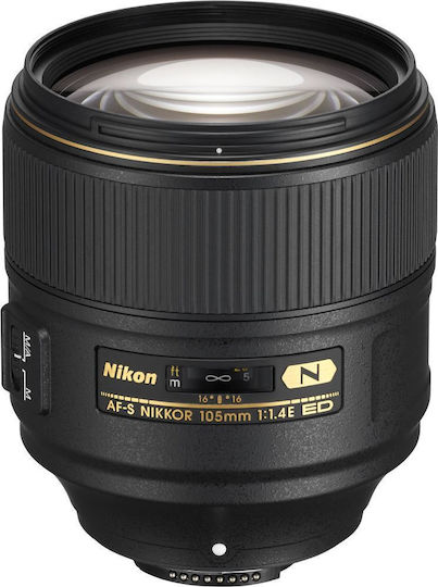 Nikon Full Frame Camera Lens AF-S Nikkor 105mm f/1.4E ED Telephoto for Nikon F Mount Black