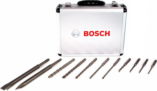 Bosch Set Drill Bits & Chisels Set of 11 Drills with SDS Plus Shank for Masonry