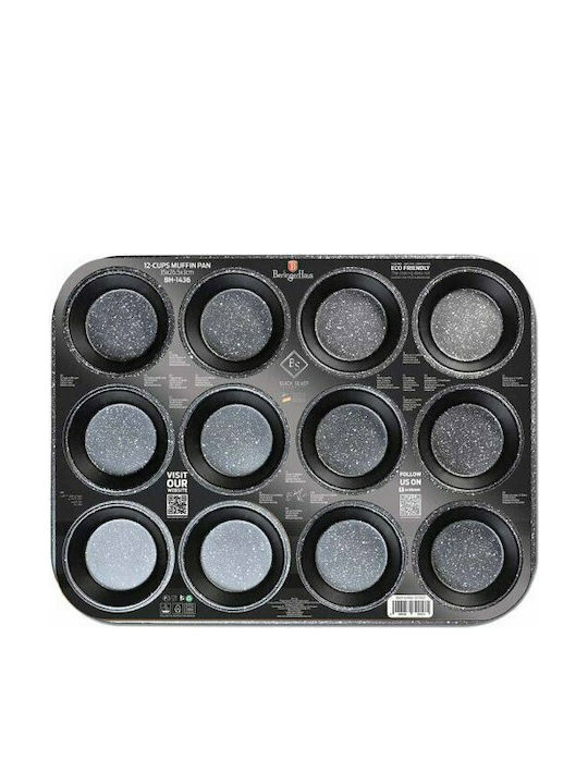 Berlinger Haus Black Silver Collection Φόρμα Ζαχαροπλαστικής για Cupcakes/Muffins από Αλουμίνιο 12 Θέσεων 35x26.5εκ.