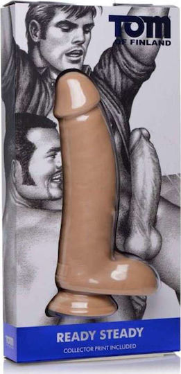 Tom of Finland Ready Steady Realistic Dildo with Scrotum & Suction Cup Flesh 25cm