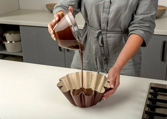Nava Ceramic Aluminum Halva Baking Pan Flower Burgundy 22.5x22.5x8cm
