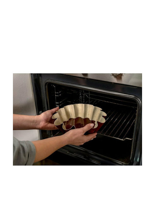 Nava Ceramic Aluminum Halva Baking Pan Flower Burgundy 22.5x22.5x8cm