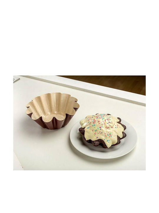 Nava Ceramic Aluminum Halva Baking Pan Flower Burgundy 22.5x22.5x8cm