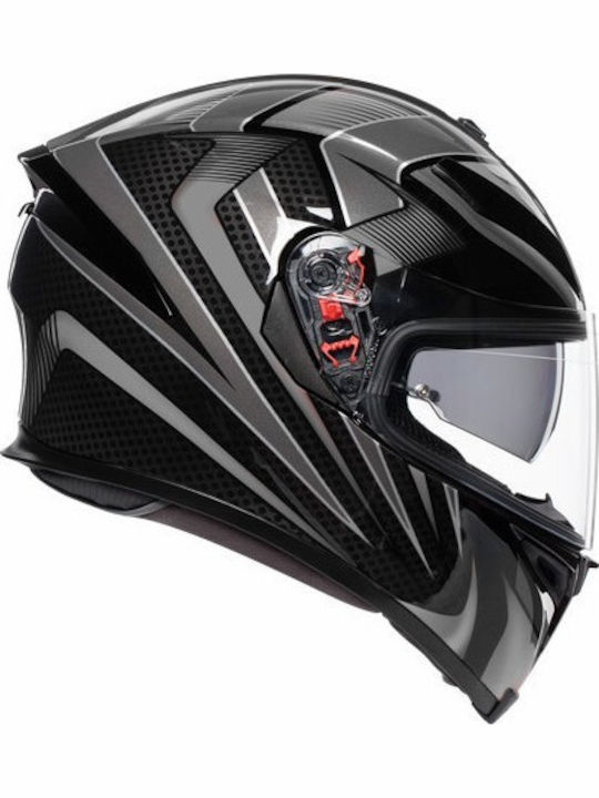 AGV K-5 S Hurricane 2.0 Multi Full Face Helmet with Pinlock and Sun Visor DOT / ECE 22.05 1510gr Black/Silver 210041A2MY044004