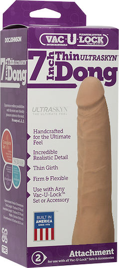 Vac U Lock Ultraskyn Thin Dong Ρεαλιστικό Dildo Flesh 18cm