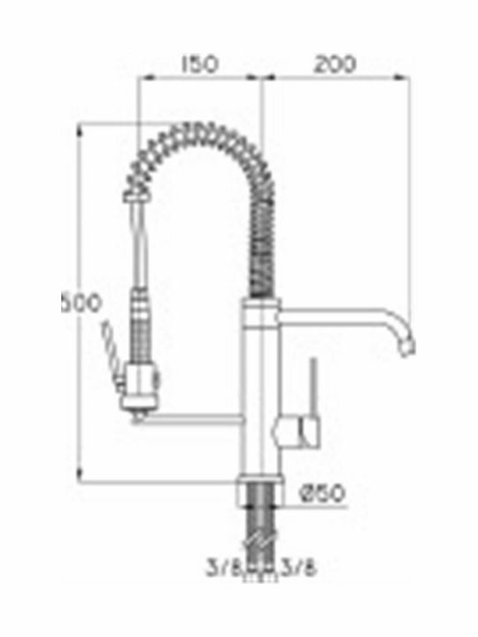 Ottone Meloda Proteus Kitchen Faucet Counter with Spiral Chrome