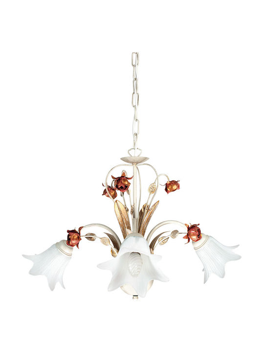 Fan Europe Rose/3 Pendant Light Three-Light for Socket E14, E.14 White