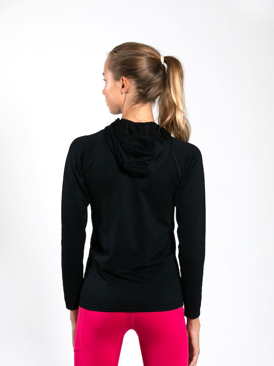 Runner 17-18130 Damen Sweatshirt Strickjacke mit Kapuze Schwarz