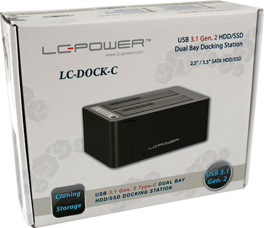 LC-Power Docking Station for 2 Hard Drives SATA 2.5" / 3.5" with Connection USB 3.1 / USB-C (LC-DOCK-C)