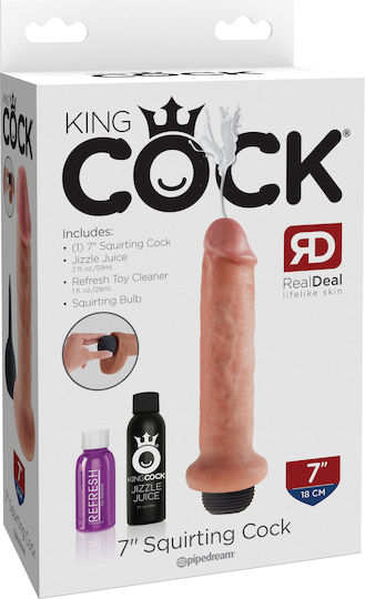 King Cock Реалистично дилдо със Способност за Еякулация Телесен 18см