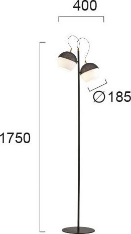 Viokef Brody Φωτιστικό Δαπέδου Υ175xΜ40εκ. με Ντουί για Λαμπτήρα E27 Μαύρο