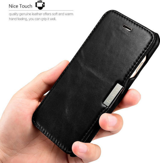 iCarer Vintage Folio Book Δερματίνης Μαύρο (iPhone SE 2022/2020)