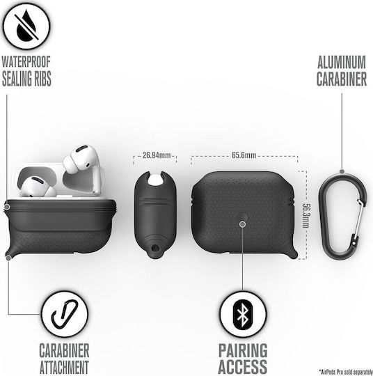 Catalyst Premium Edition Waterproof Θήκη Σιλικόνης με Γάντζο σε Μαύρο χρώμα για Apple AirPods Pro