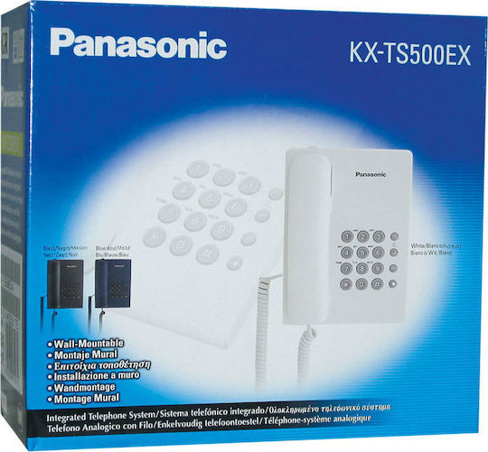 Panasonic KXTS500PDW Corded Phone Office White KX-TS500EXW