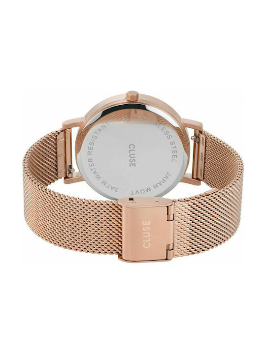 Cluse La Roche Rose Gold/White Marble Watch with Pink Gold Metal Bracelet