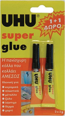 UHU Κόλλα Gel Στιγμής Super Glue Control 2τμχ 3gr