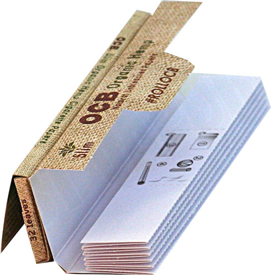 Ocb Organic Hemp Cigarette Rolling Papers Slim King Size with Cone Tips 32 sheets 32pcs