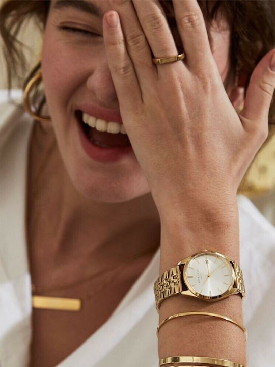 Rosefield Ace Gold Ρολόι Μπαταρίας με Μεταλλικό Μπρασελέ