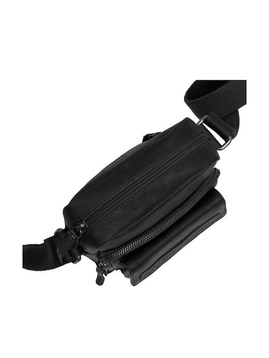 Leder Herrentasche Schulter / Crossbody Schwarz
