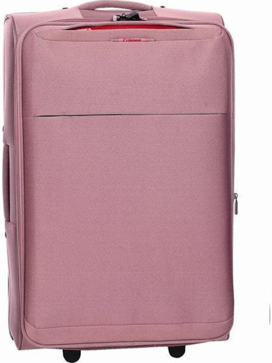 Diplomat Medium The Athens Collection Medium Fabric Pink Suitcase With 2 Wheels Height 64cm