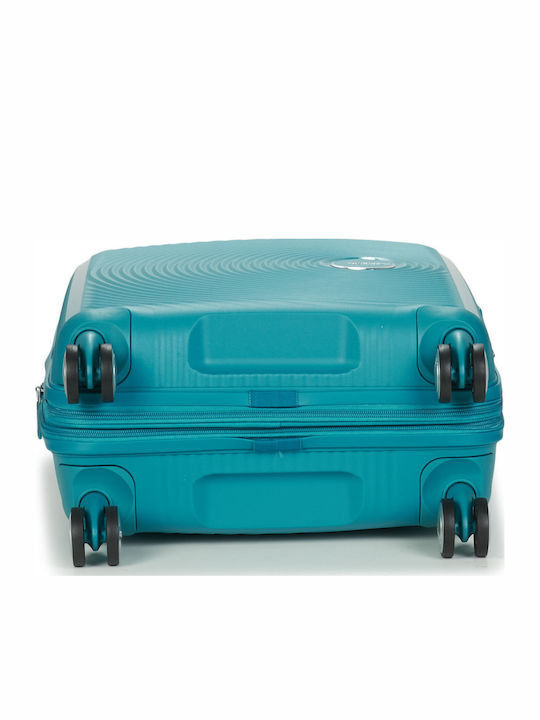 American Tourister Soundbox Spinner Expandable Cabin Travel Suitcase Hard Blue with 4 Wheels Height 55cm 88472-1457