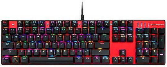 Motospeed Inflictor CK104 Gaming Mechanical Keyboard with Outemu Red switches and RGB lighting (Greek) Red