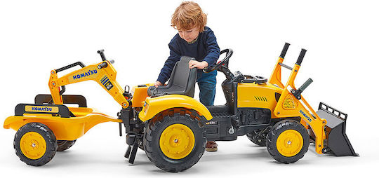 Παιδικός Εκσκαφέας Komatsu Ποδοκίνητος με Καρότσα & Πετάλι Κίτρινος για 2+ Ετών