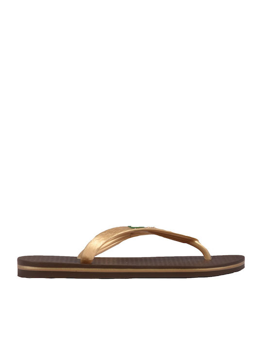 Classica Brazil Women's Flip Flops in Gold Color 780-18308 GOLDBROWN
