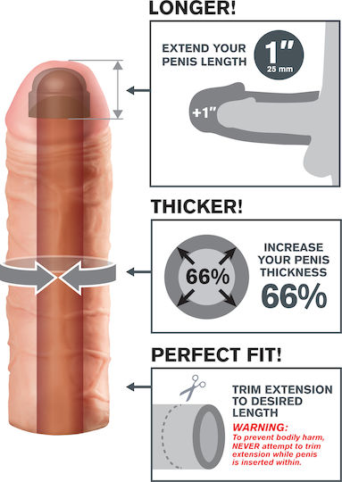 Pipedream Fantasy X-Tensions Mega Προέκταση Πέους Flesh 18cm