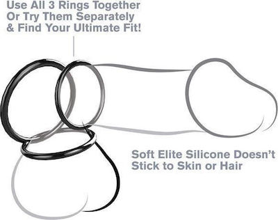 Pipedream Fantasy C-Ringz Silicone 3-Ring Stamina Set Set Cock Rings Schwanz Schwarz 3Stück